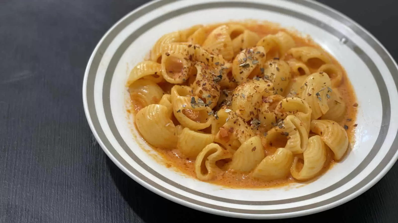 Creamy Tomato Pasta in a plate on a table