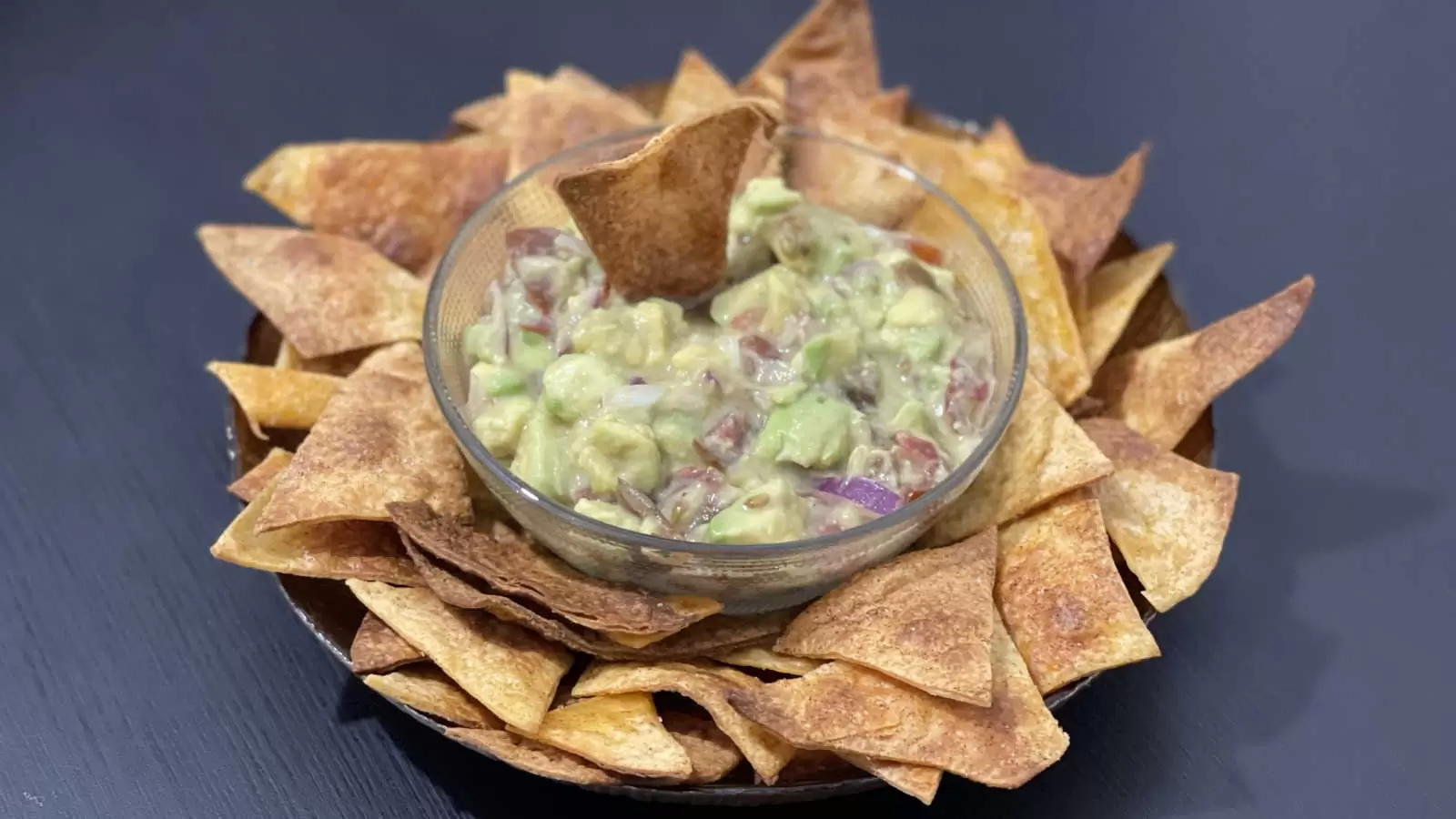 Nachos and guacamole vegan dinner