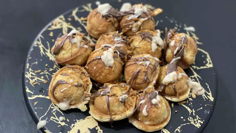 pancake balls with nutella and kinder bueno recipe