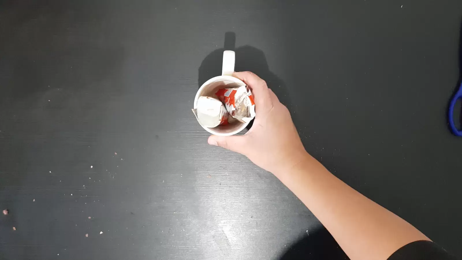 Kinder Bueno packages in a cup