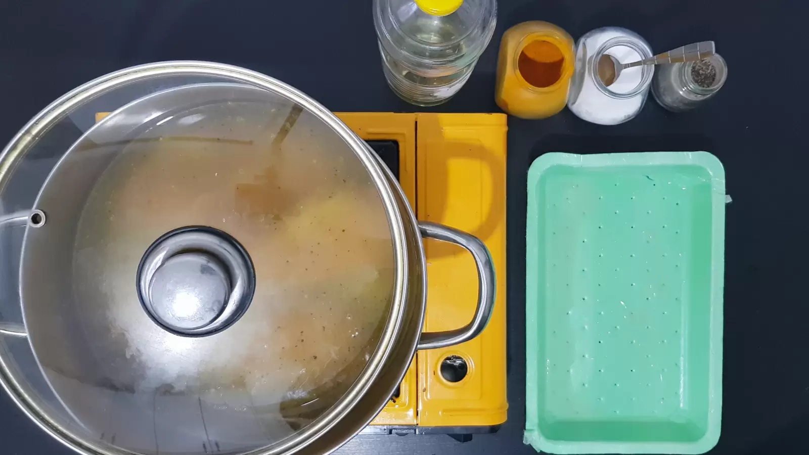 Spices, a pot with a lid