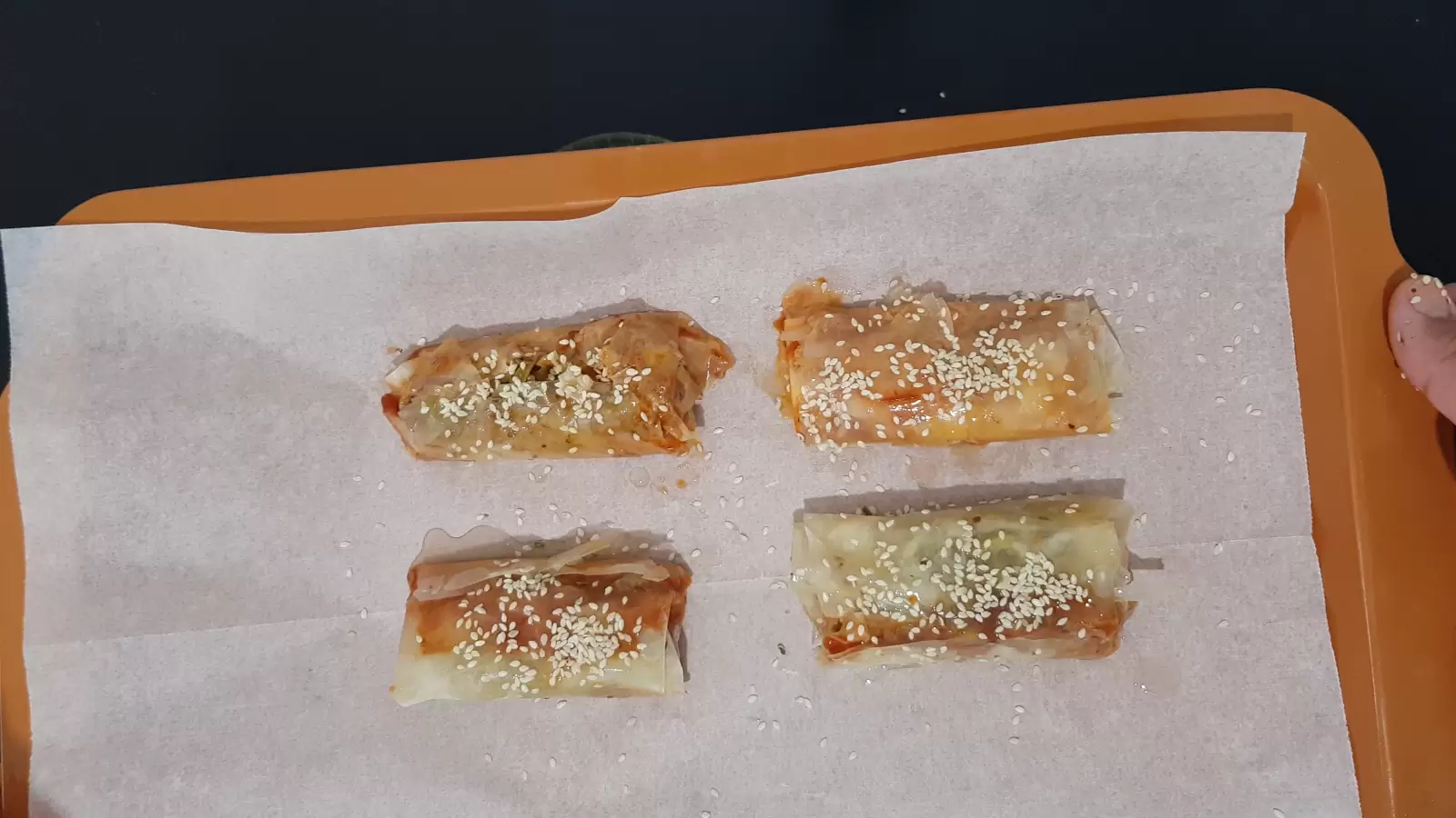 Filo Pastry Pizza on baking paper in a sheet