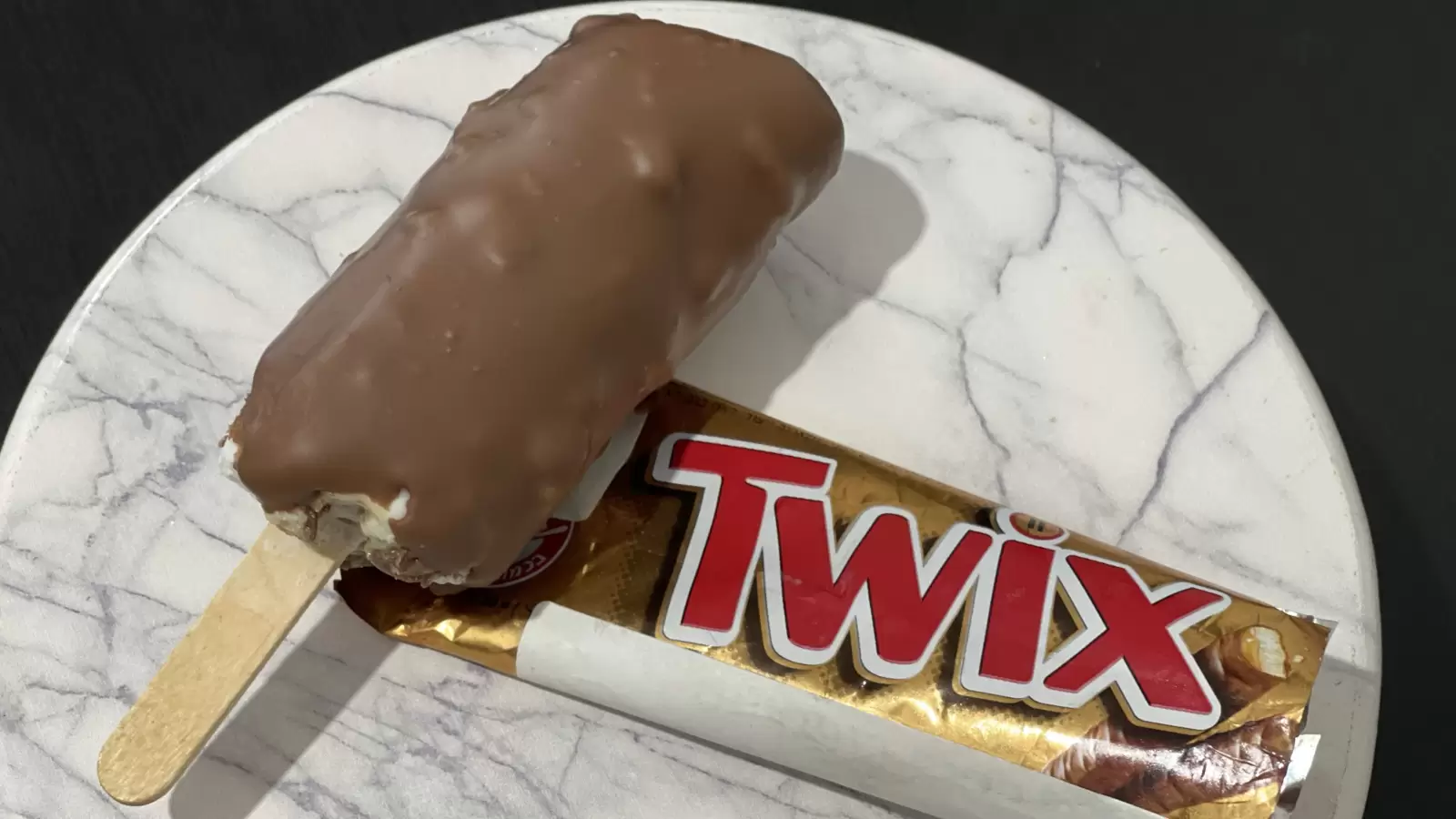 Twix ice cream recipe a package of Twix placed on the table