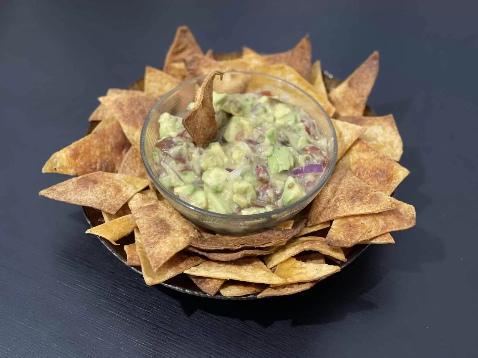 Tasty nachos and guacamole