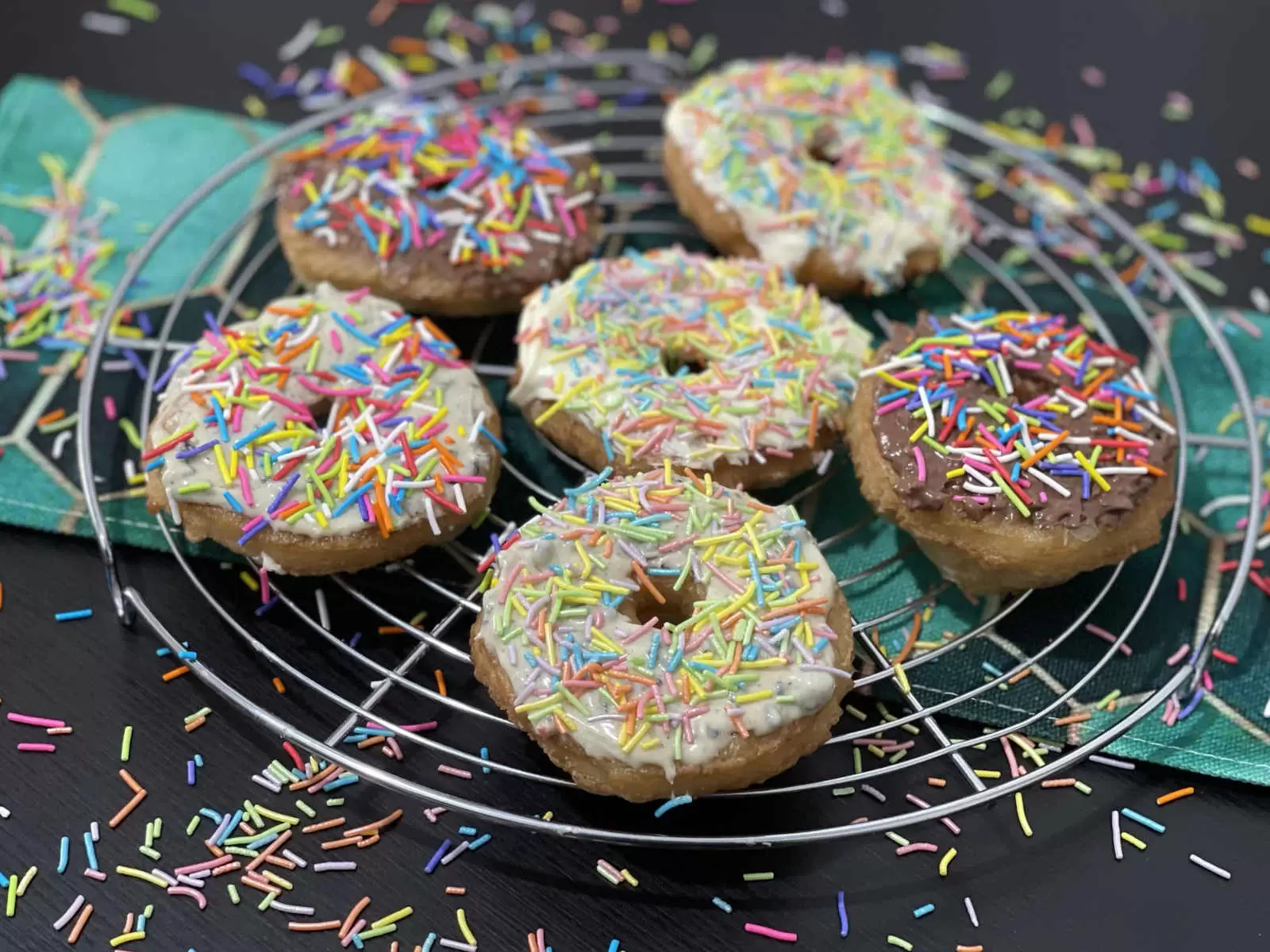 Tasty puff pastry doughnuts