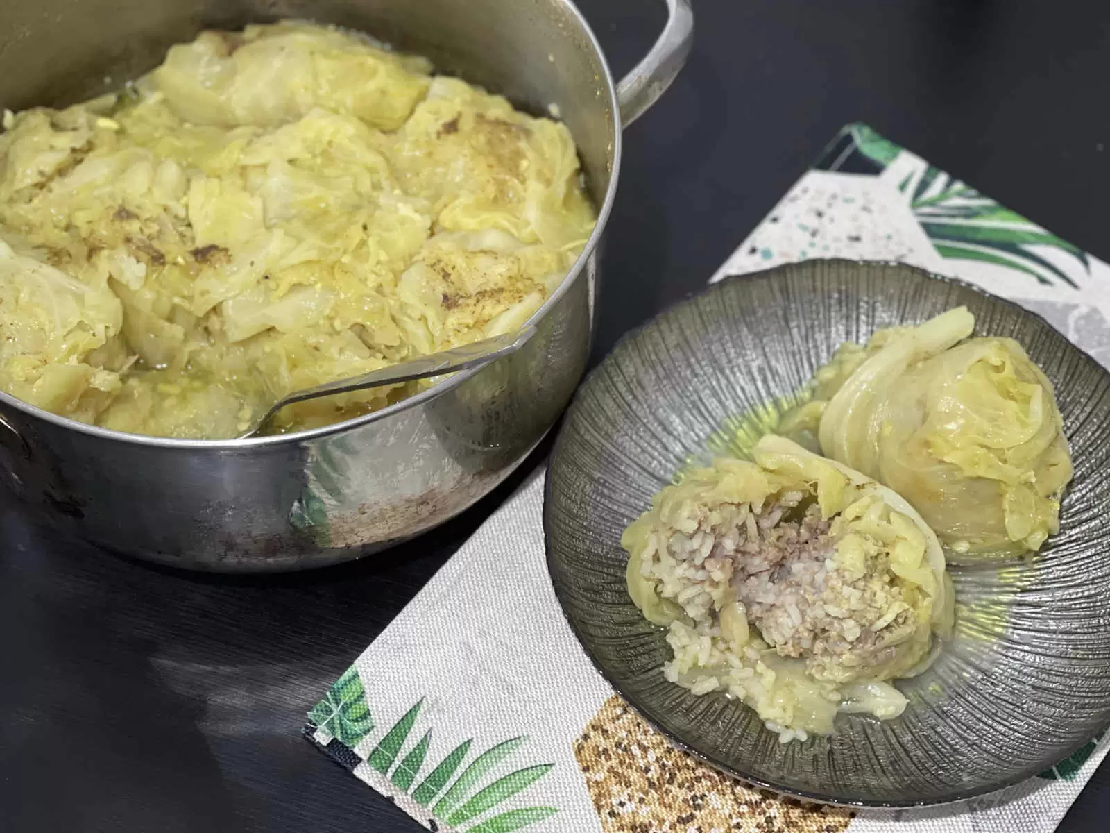 Tasty stuffed cabbage with beef and rice